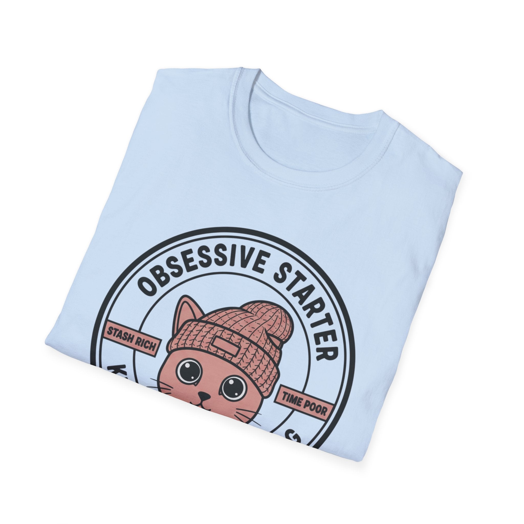Cat Stamp Knit Fast Die Napping T-Shirt