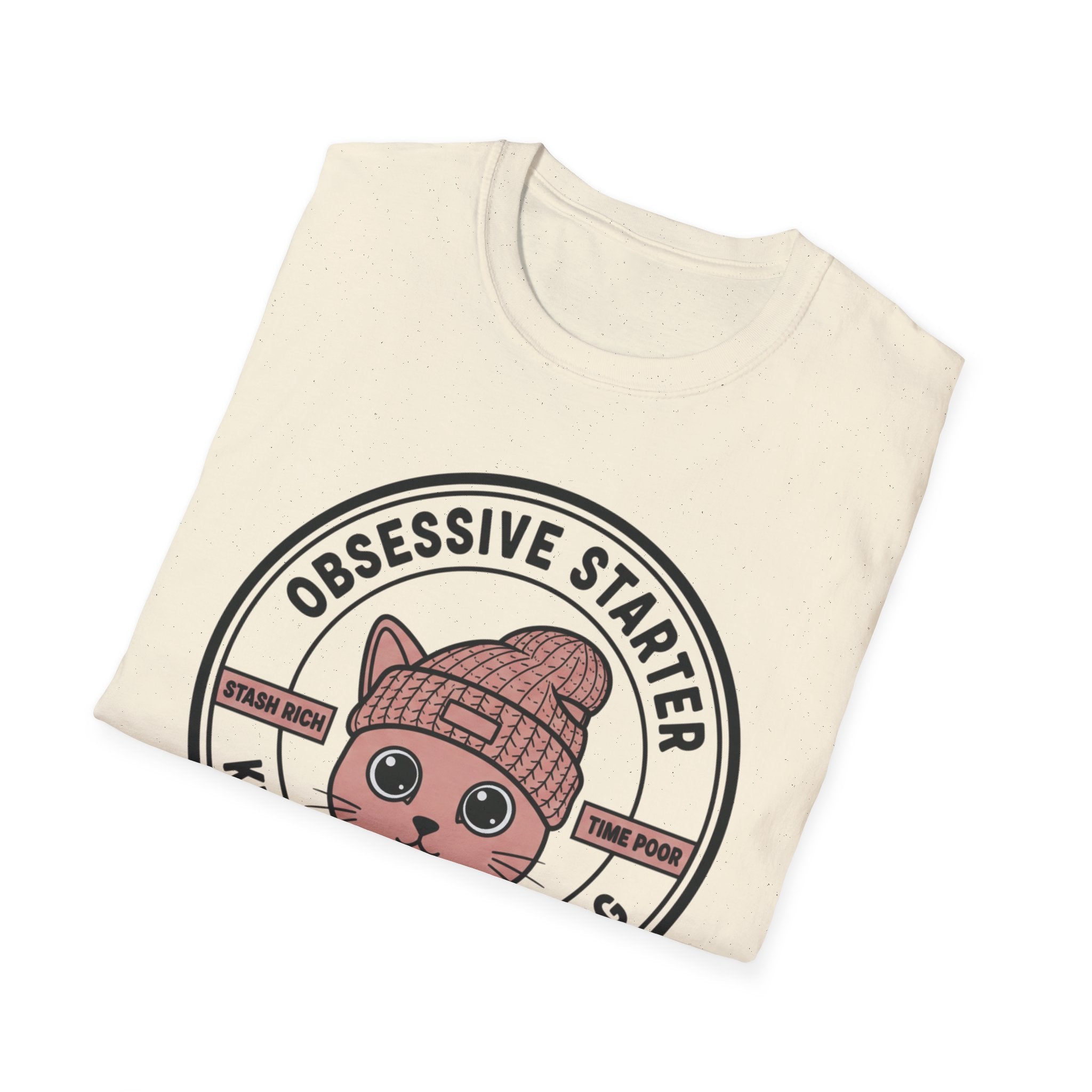 Cat Stamp Knit Fast Die Napping T-Shirt