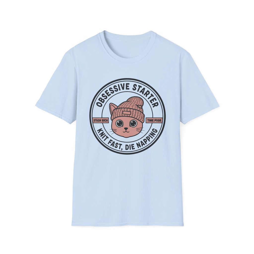 Cat Stamp Knit Fast Die Napping T-Shirt