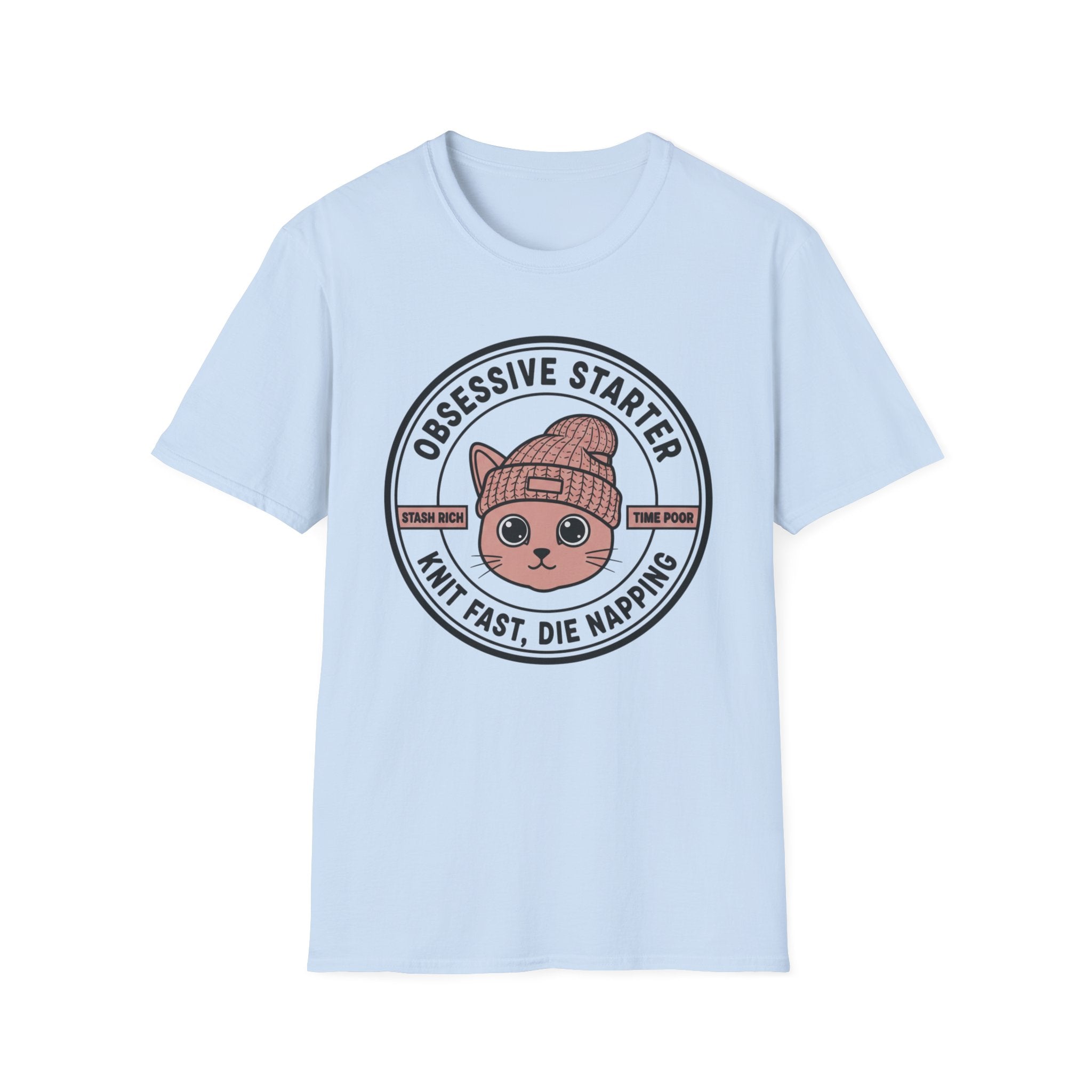 Cat Stamp Knit Fast Die Napping T-Shirt