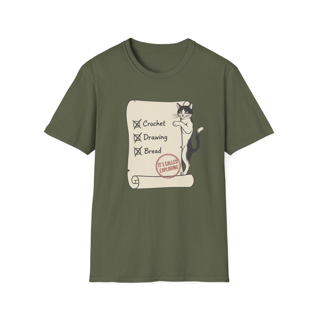 Cat Crochet Drawing Bread Exploring T-Shirt