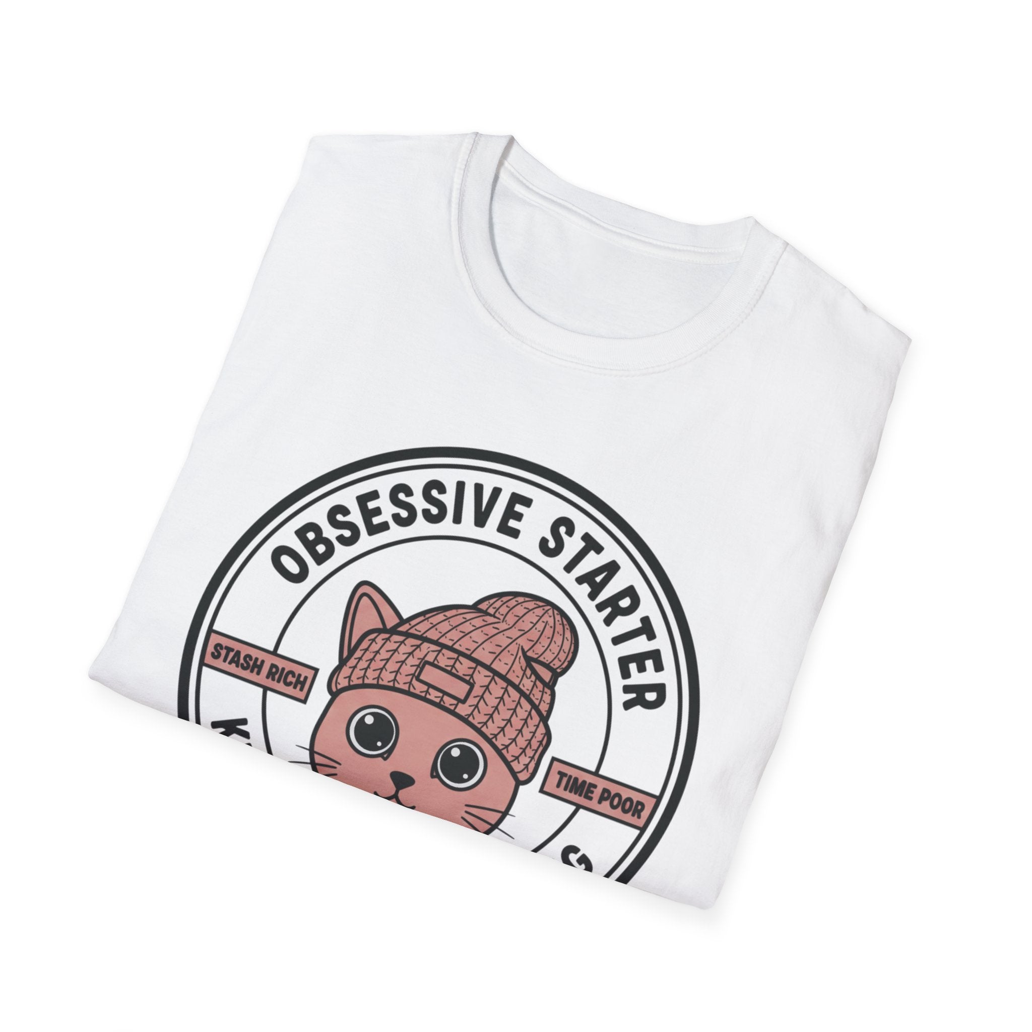 Cat Stamp Knit Fast Die Napping T-Shirt