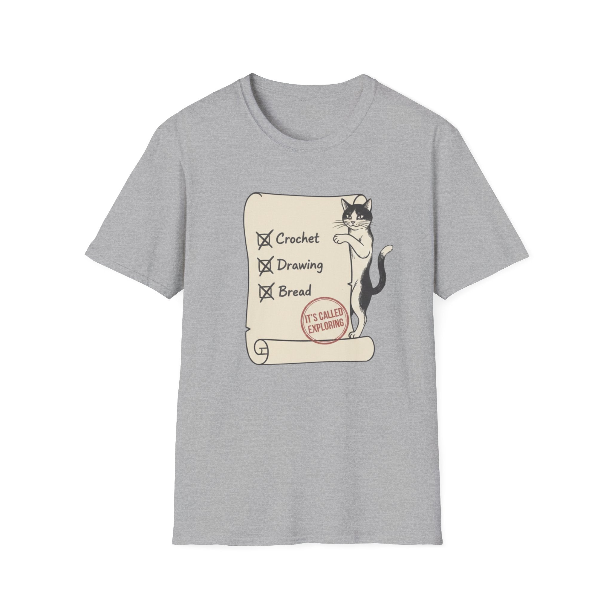 Cat Crochet Drawing Bread Exploring T-Shirt