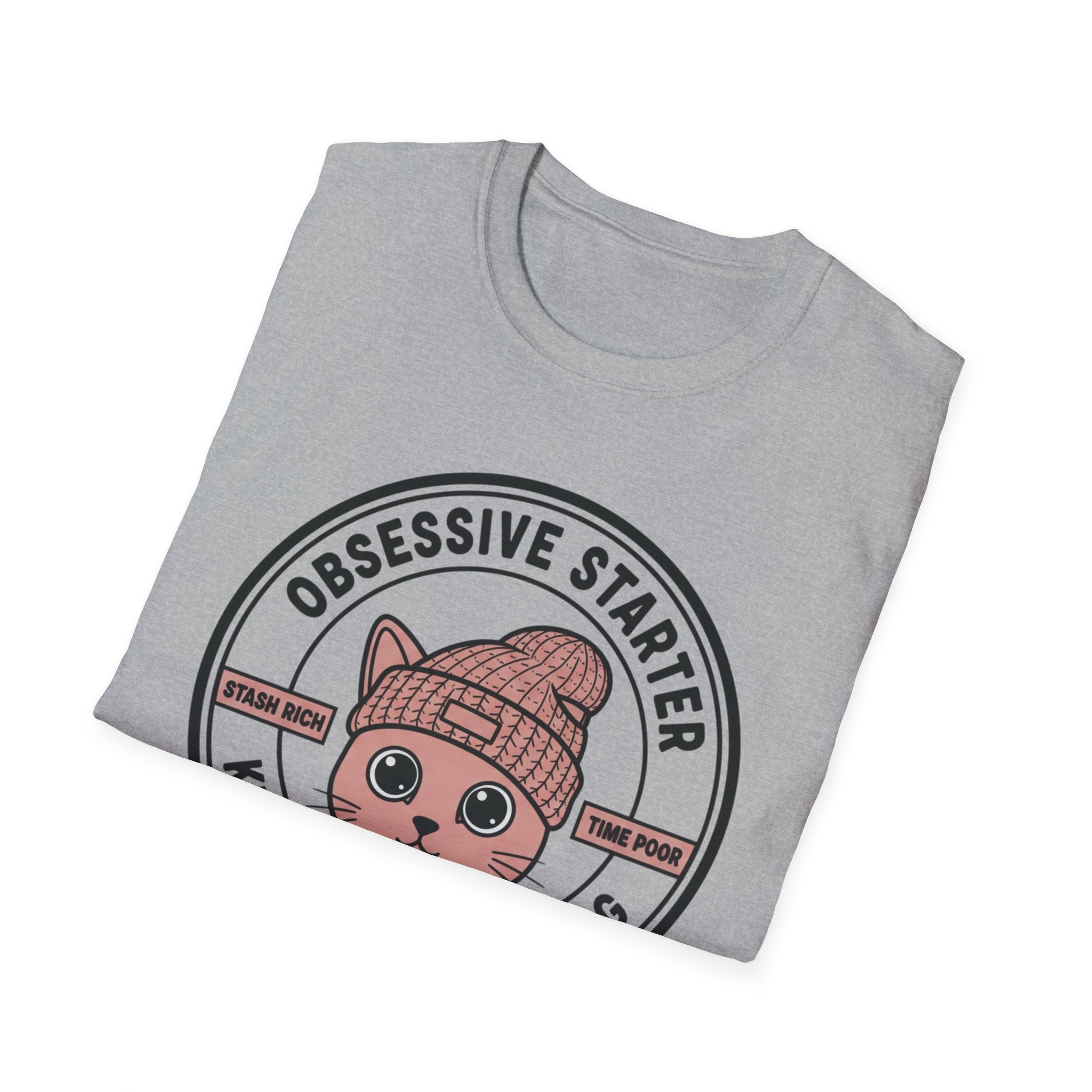Cat Stamp Knit Fast Die Napping T-Shirt