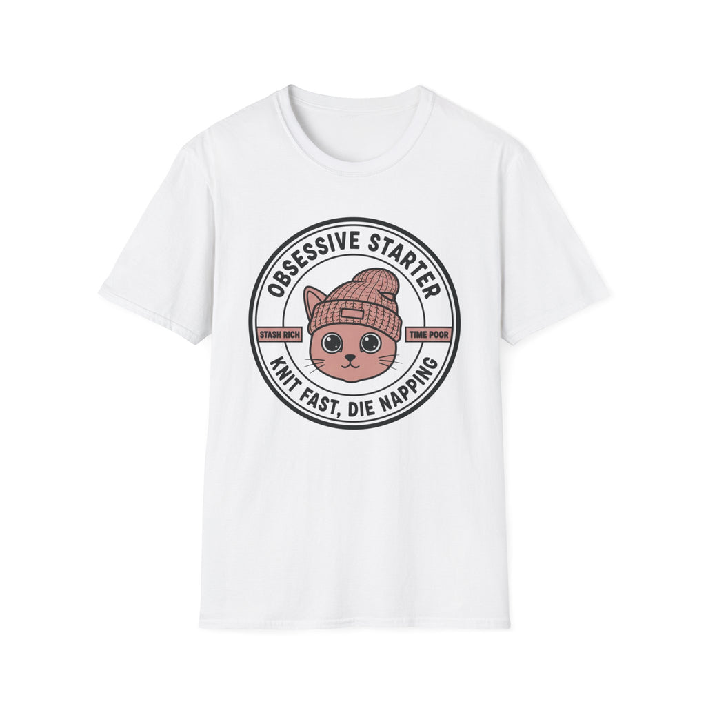 Cat Stamp Knit Fast Die Napping T-Shirt
