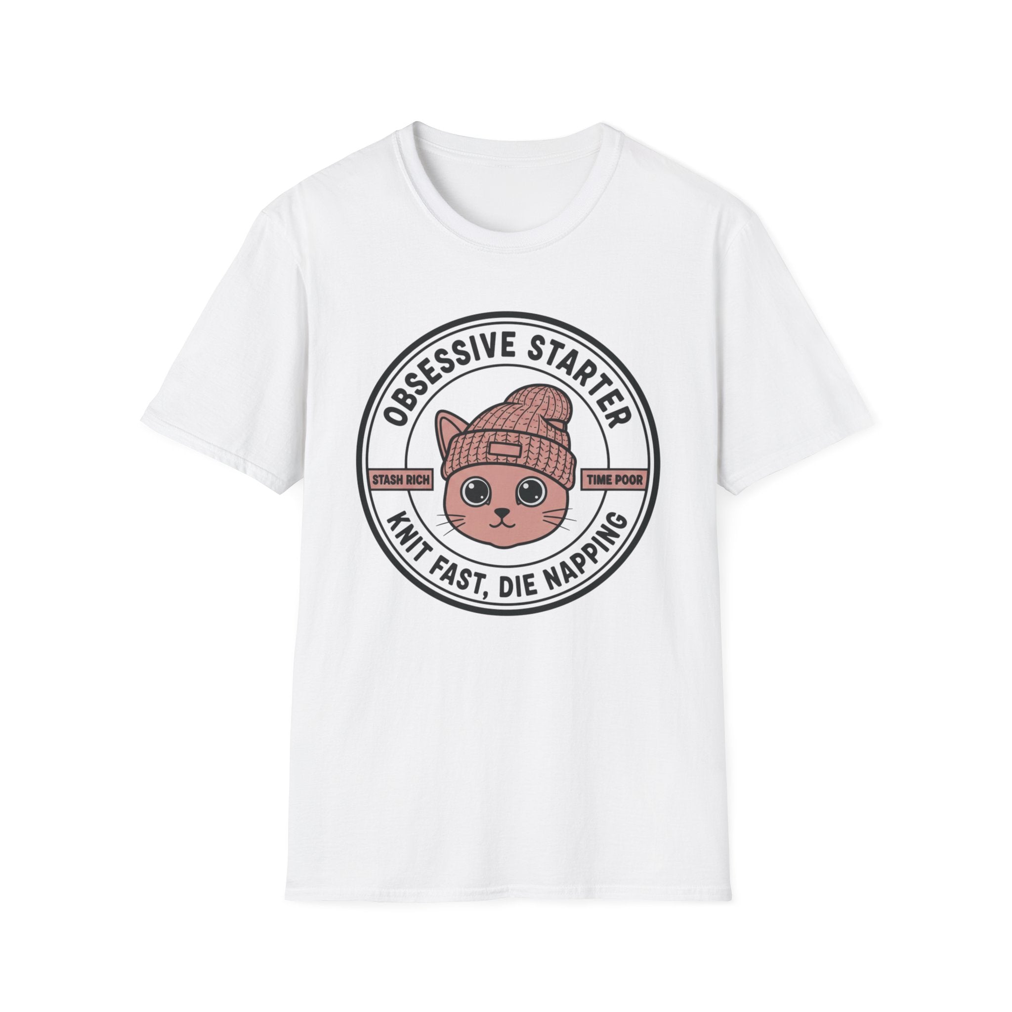 Cat Stamp Knit Fast Die Napping T-Shirt