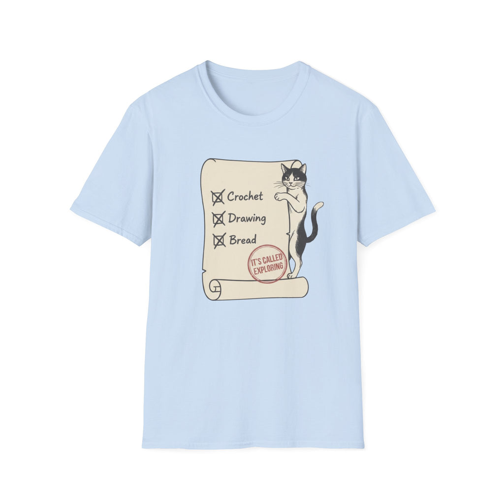 Cat Crochet Drawing Bread Exploring T-Shirt