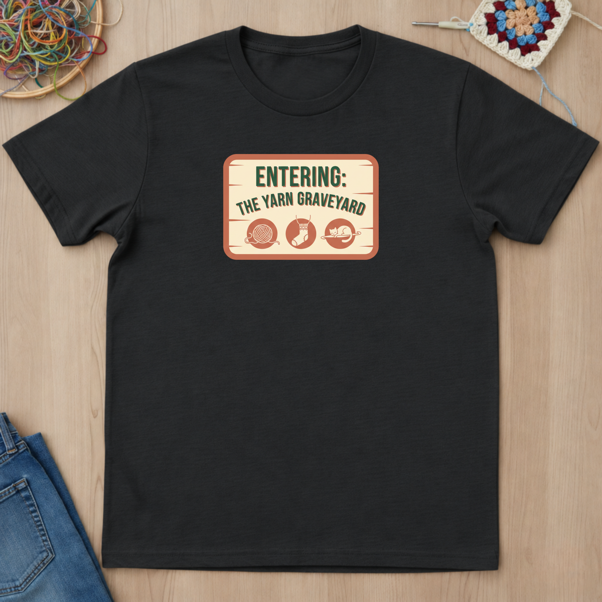 Plaque Entering The Yarn Graveyard T-Shirt