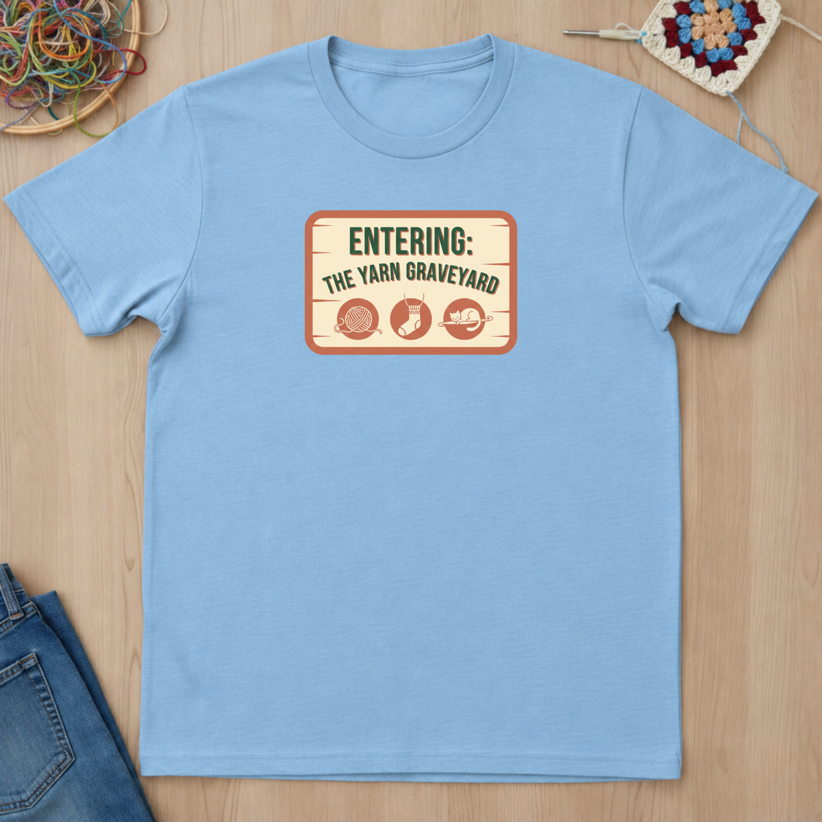 Plaque Entering The Yarn Graveyard T-Shirt