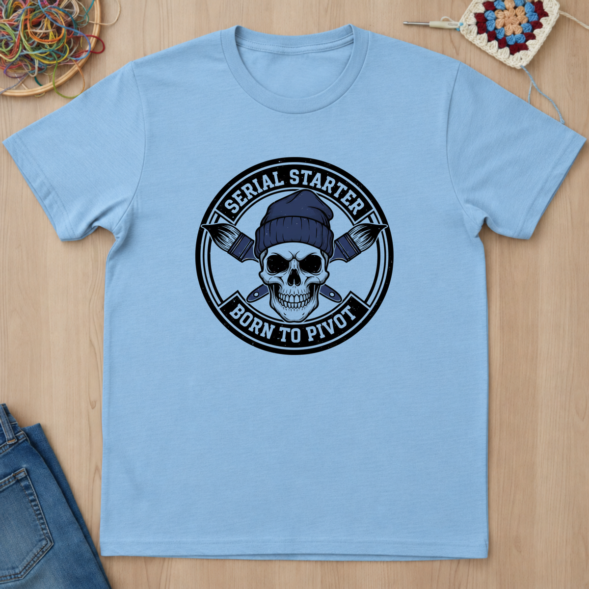 Skull Serial Starter Born To Pivot T-Shirt