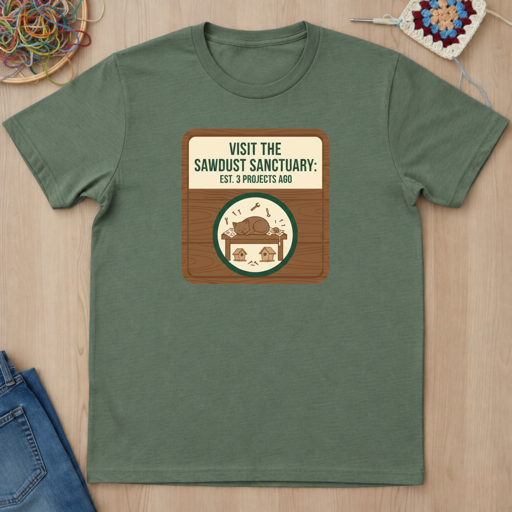 Plaque Visit Sawdust Sanctuary T-Shirt