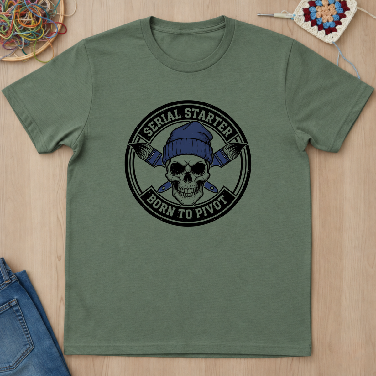 Skull Serial Starter Born To Pivot T-Shirt