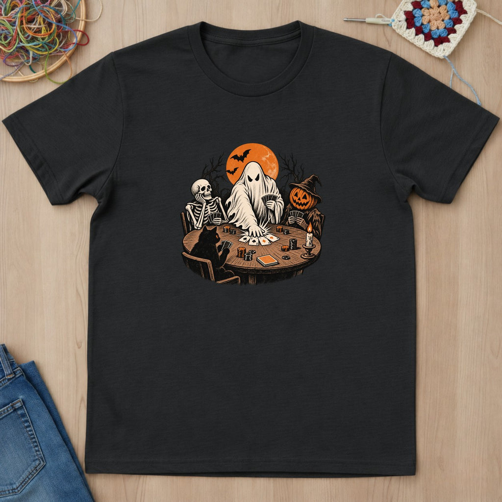 T-shirt noir présenté à plat