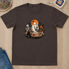 T-shirt chocolat foncé présenté à plat