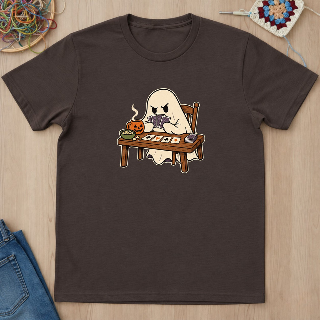 T-shirt chocolat foncé présenté à plat