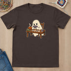 T-shirt chocolat foncé présenté à plat