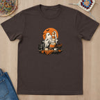 T-shirt chocolat foncé présenté à plat