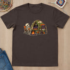 T-shirt chocolat foncé présenté à plat