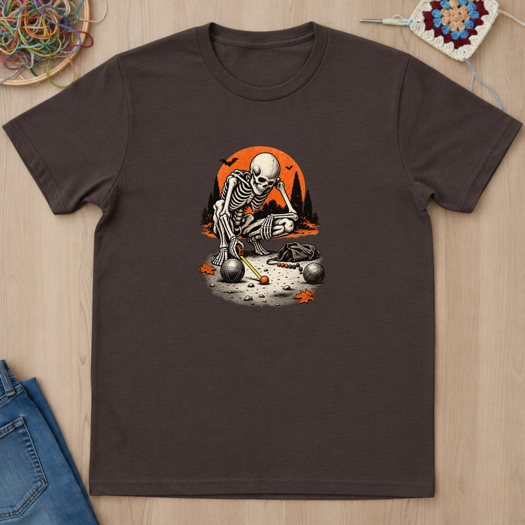 T-shirt chocolat foncé présenté à plat