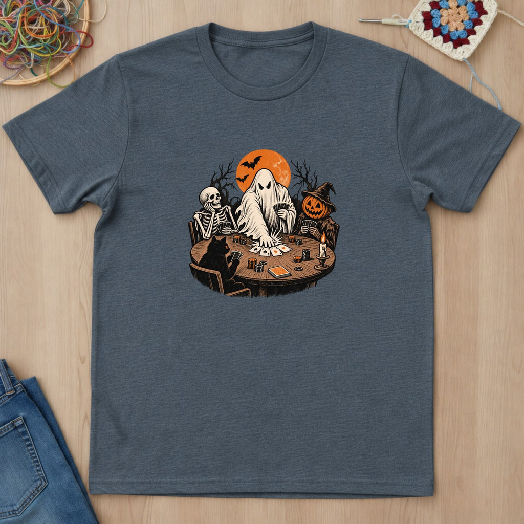 T-shirt gris foncé chiné présenté à plat