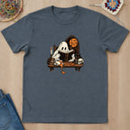T-shirt gris foncé chiné présenté à plat