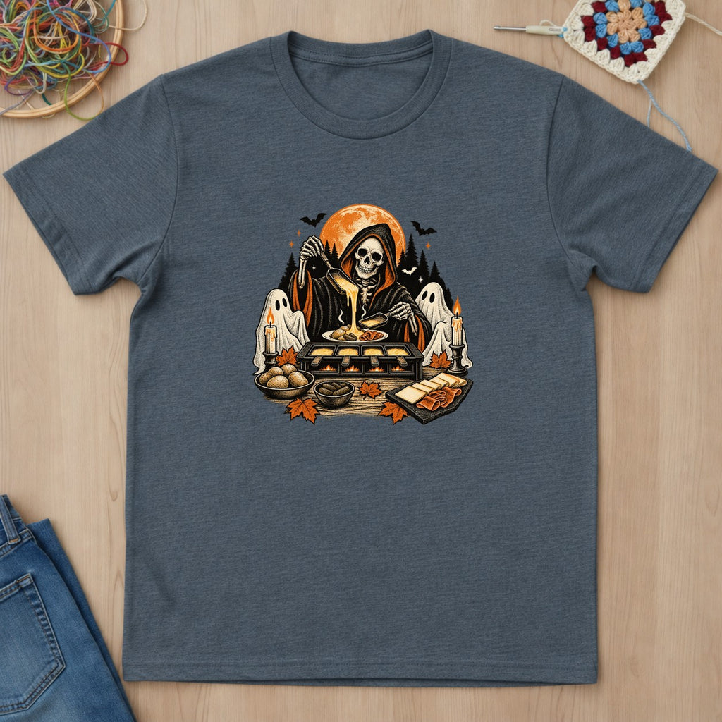 T-shirt gris foncé chiné présenté à plat