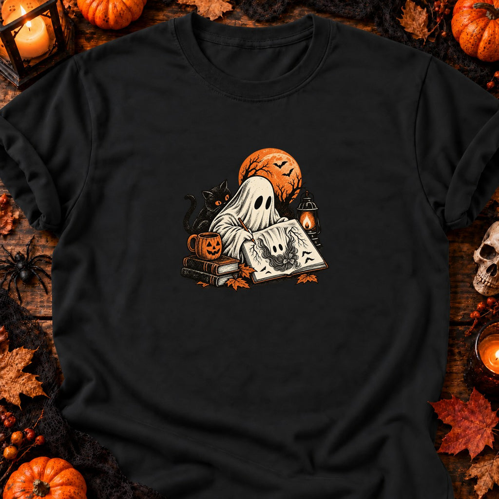 Fantôme dessinateur de maison hantée — T-shirt noir