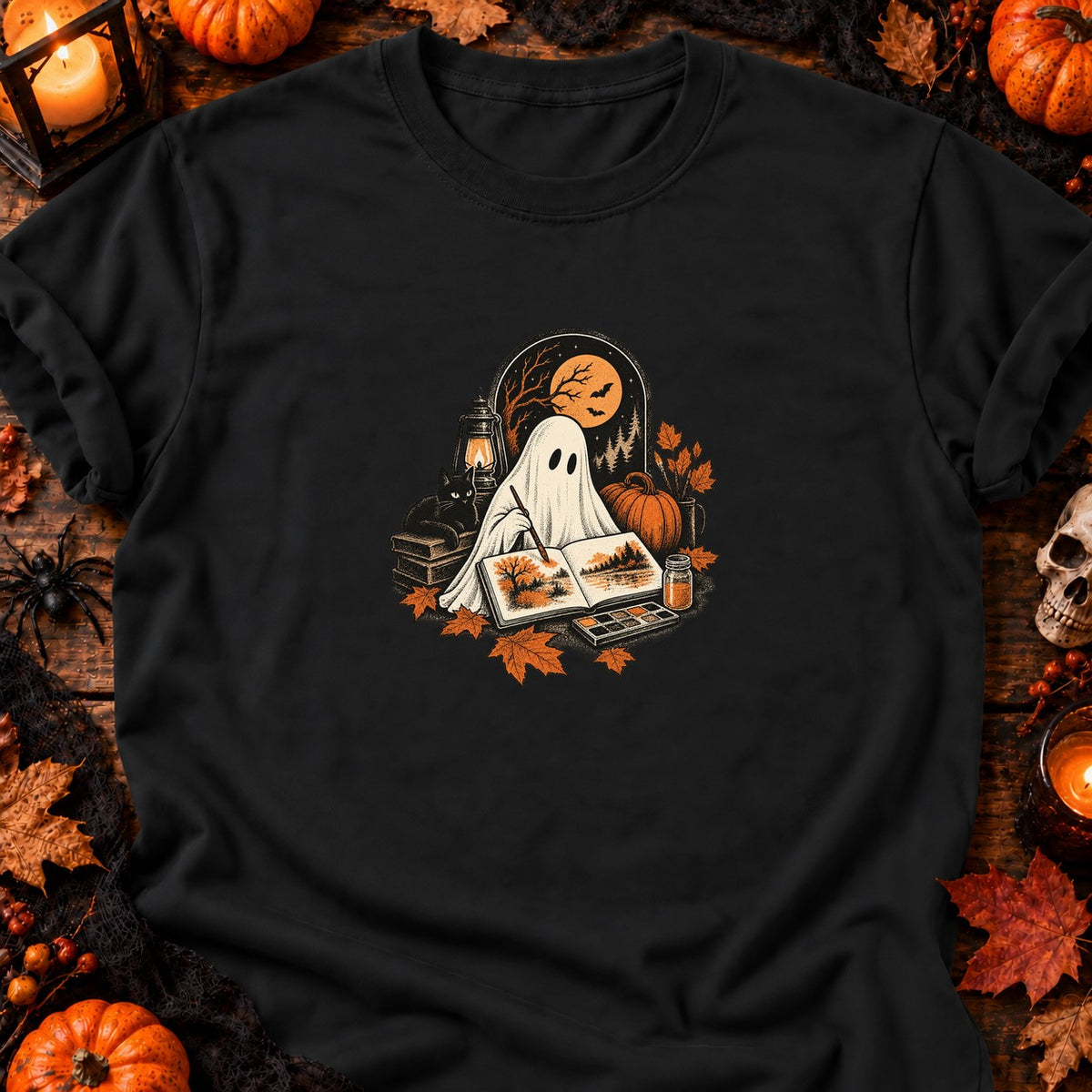Fantôme aquarelliste d'automne — T-shirt noir