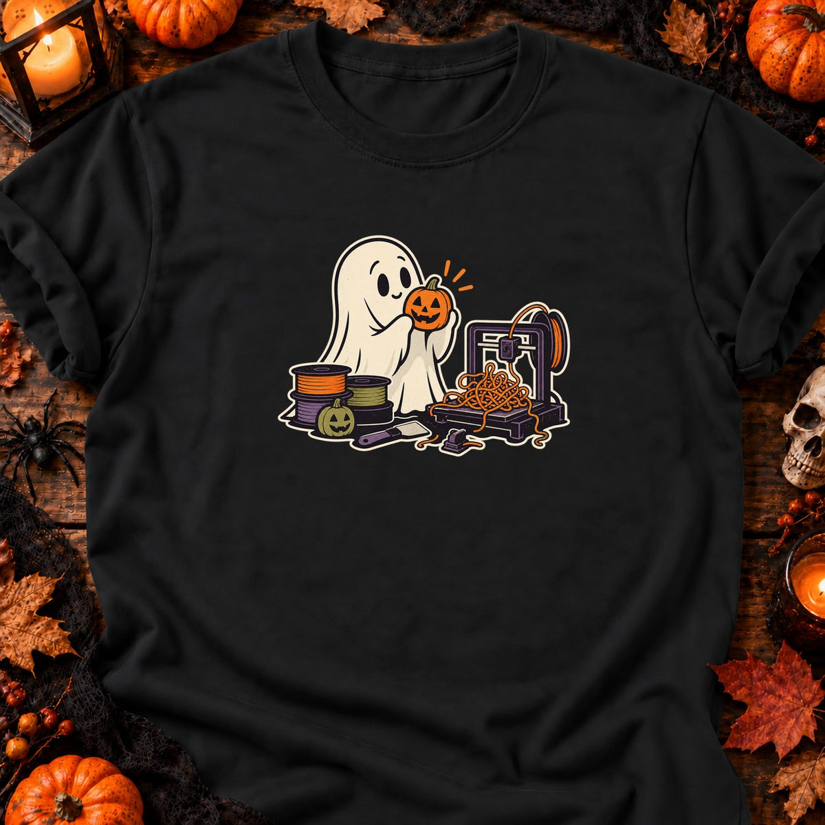 Fantôme et filament spaghetti — T-shirt noir