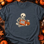 Squelette et tableau magique Halloween — T-shirt gris anthracite chiné