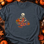 Squelette tricoteur d’Halloween — T-shirt gris anthracite chiné