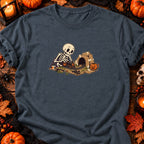 Squelette et train miniature — T-shirt gris anthracite chiné