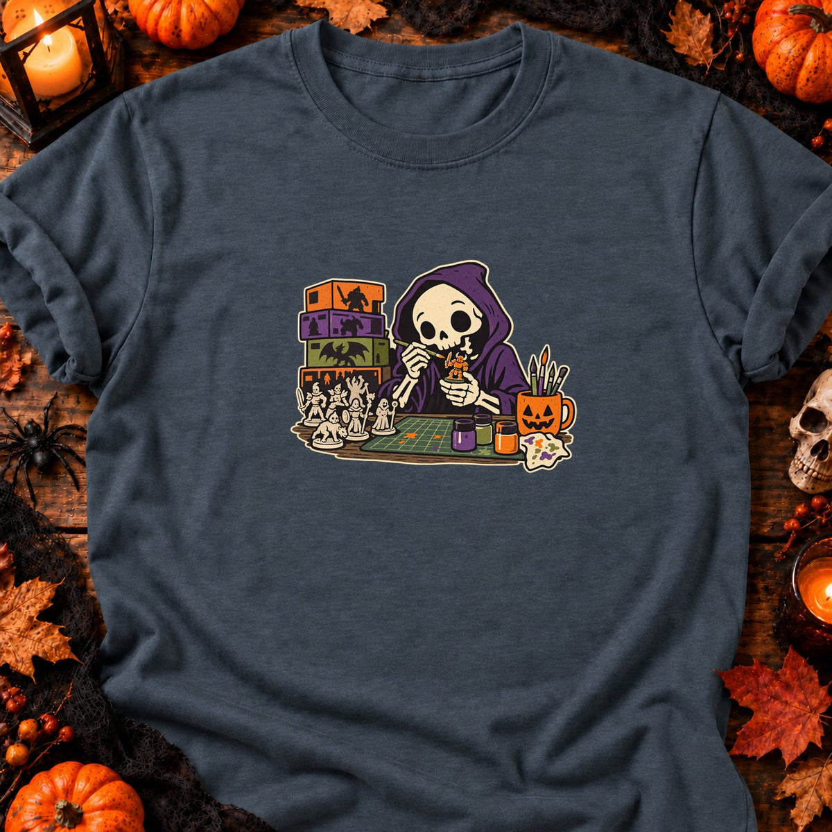 Squelette peintre de figurines — T-shirt gris anthracite chiné