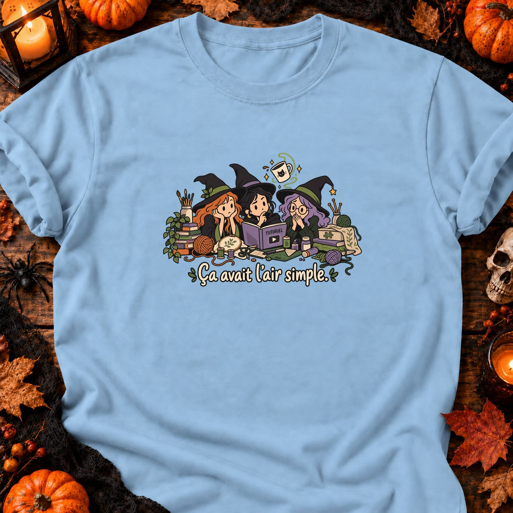 Trois sorcières et mug magique — T-shirt bleu clair