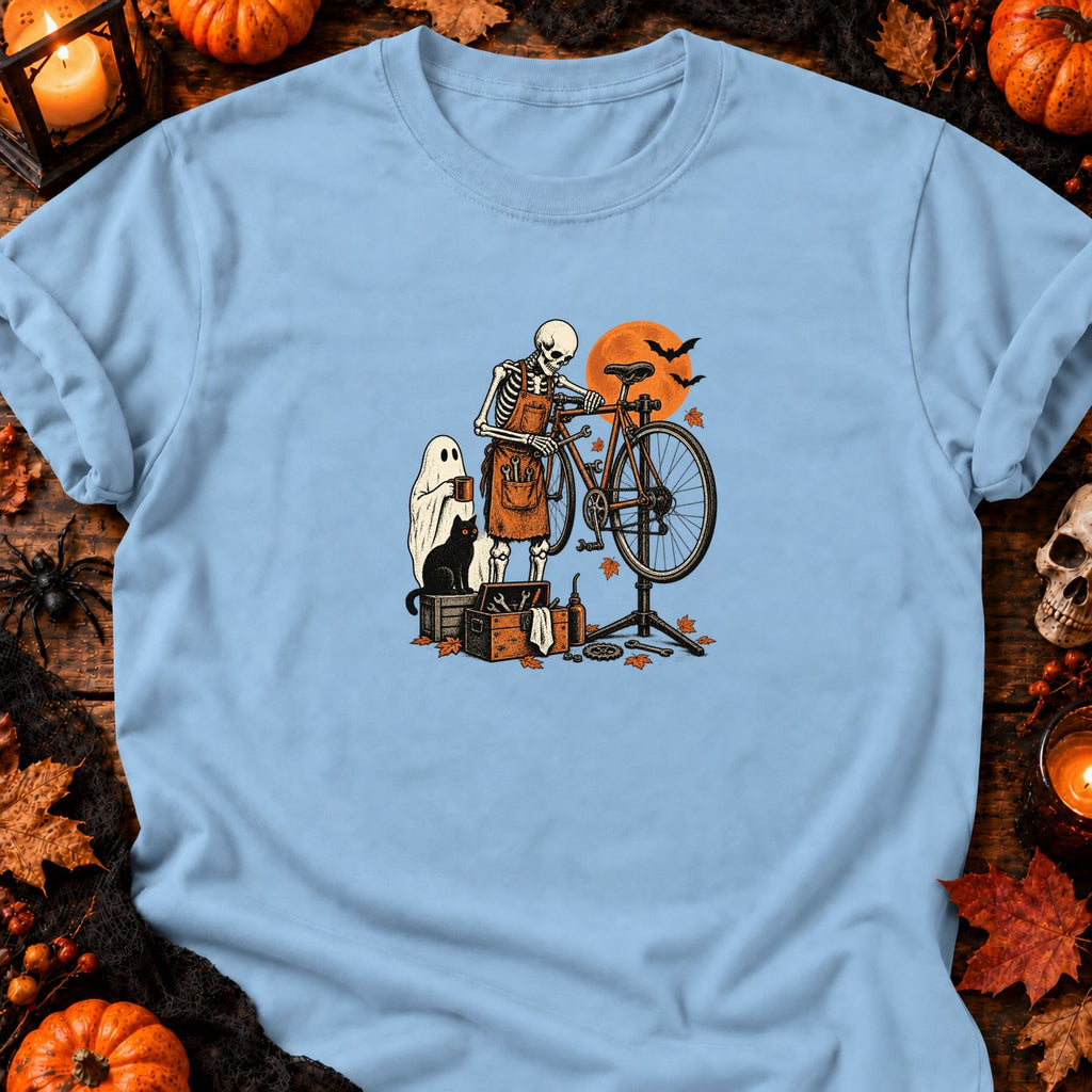 Squelette mécano vélo vintage — T-shirt bleu clair