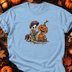 Squelette soudeur de citrouille — T-shirt bleu clair