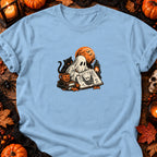 Fantôme dessinateur de maison hantée — T-shirt bleu clair