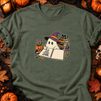 Fantôme dessinateur et carnet vide — T-shirt vert militaire