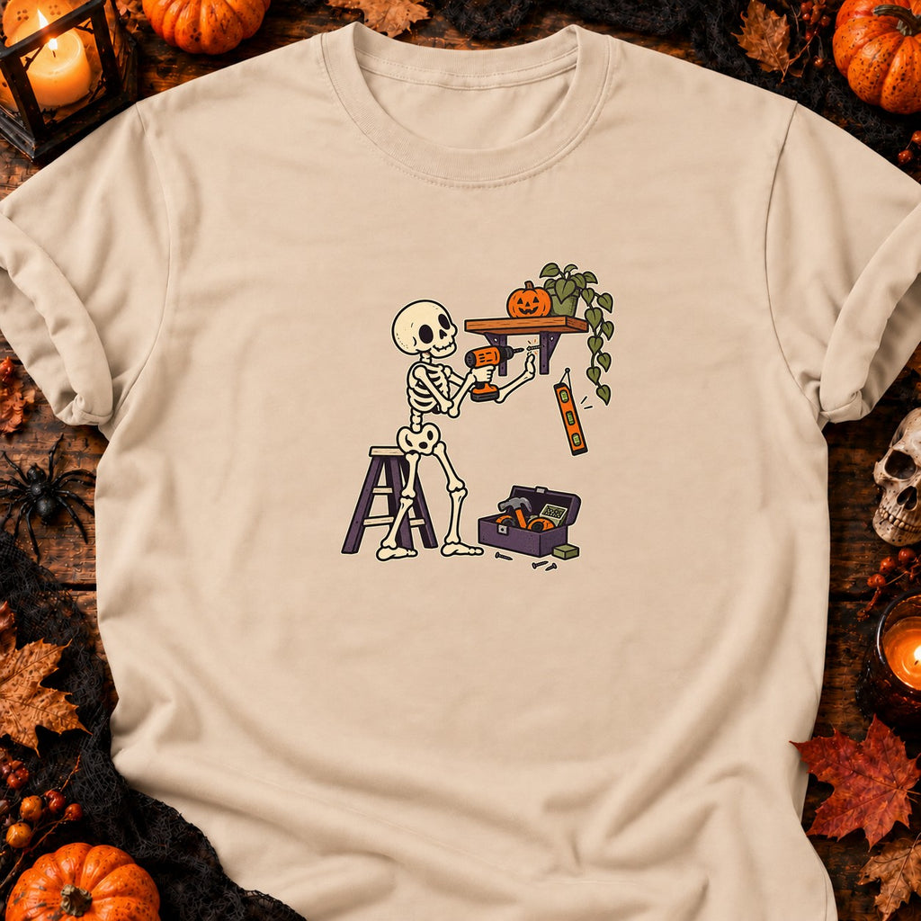 Squelette bricoleur et étagère de travers — T-shirt naturel