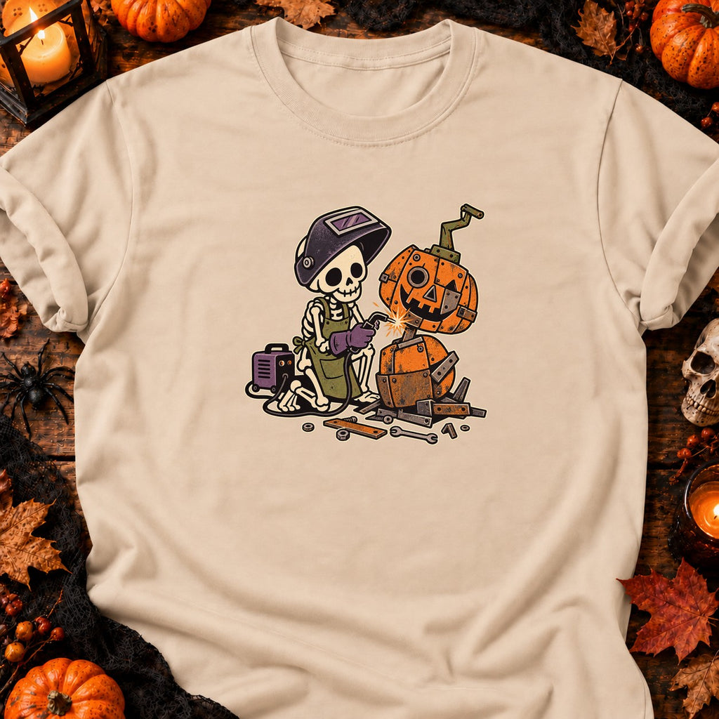 Squelette soudeur de citrouille — T-shirt naturel
