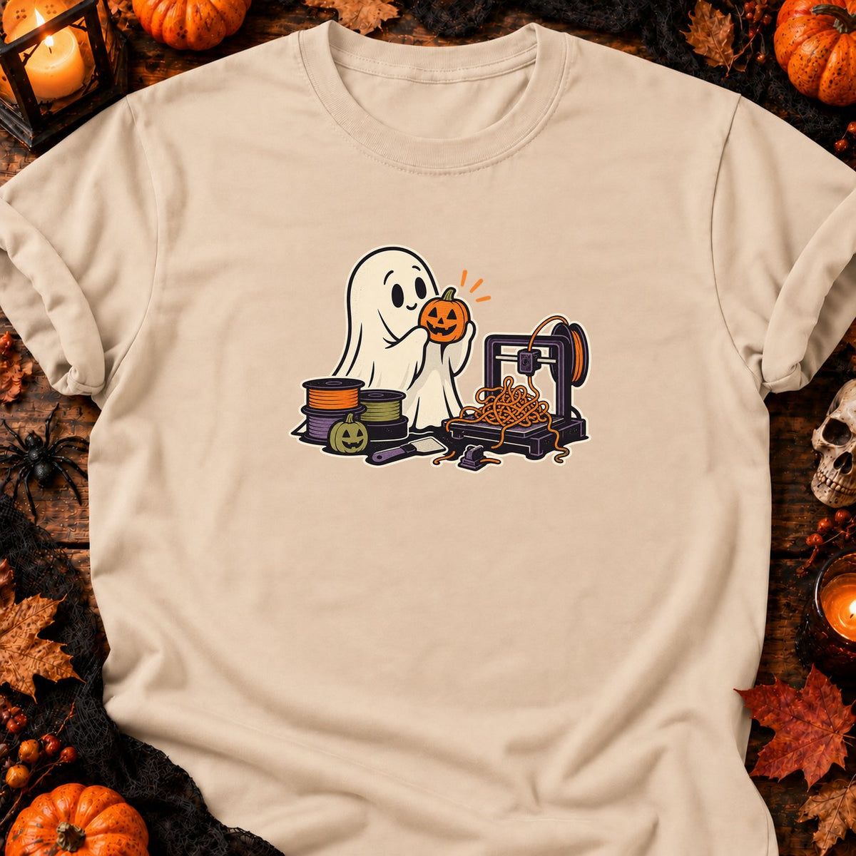 Fantôme et filament spaghetti — T-shirt naturel