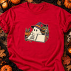 Fantôme dessinateur et carnet vide — T-shirt rouge