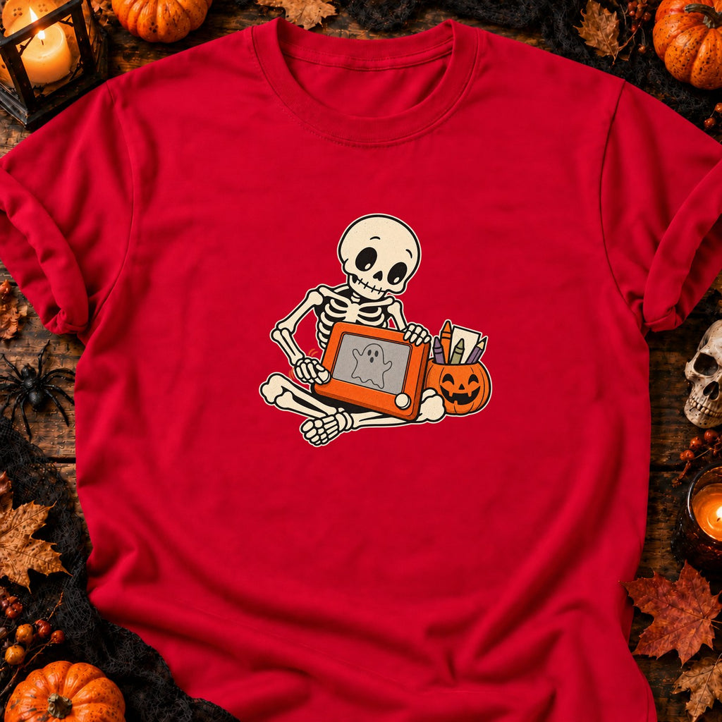Squelette et tableau magique Halloween — T-shirt rouge