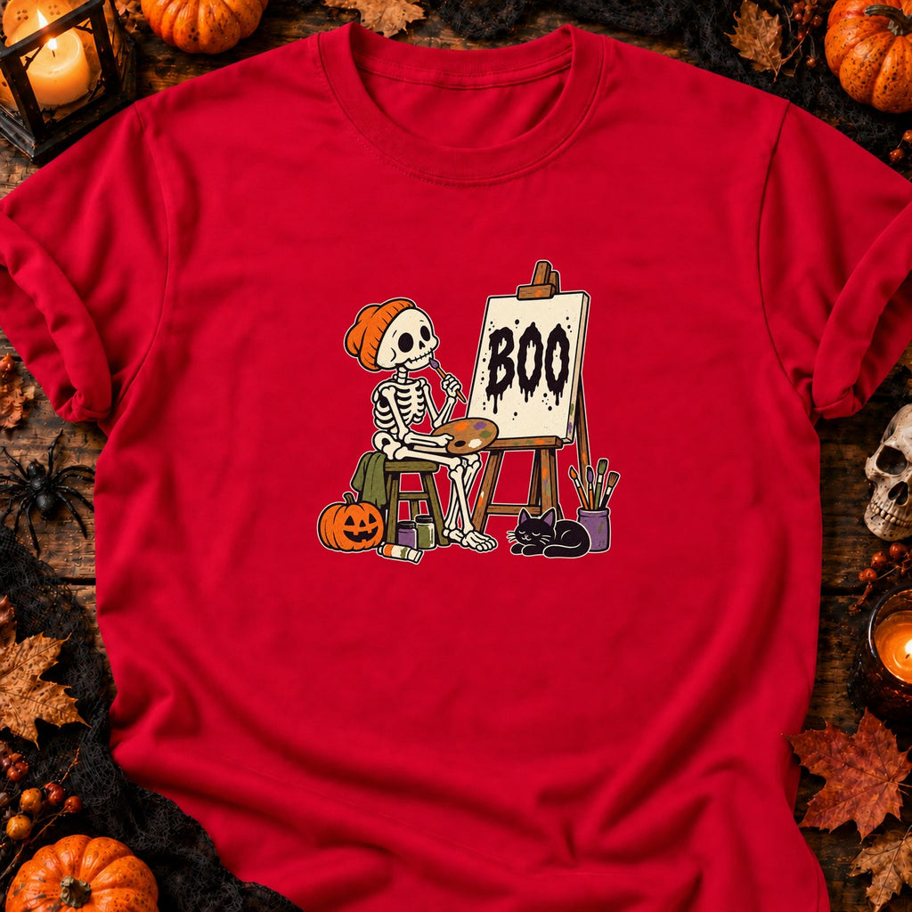 Squelette peintre Boo — T-shirt rouge