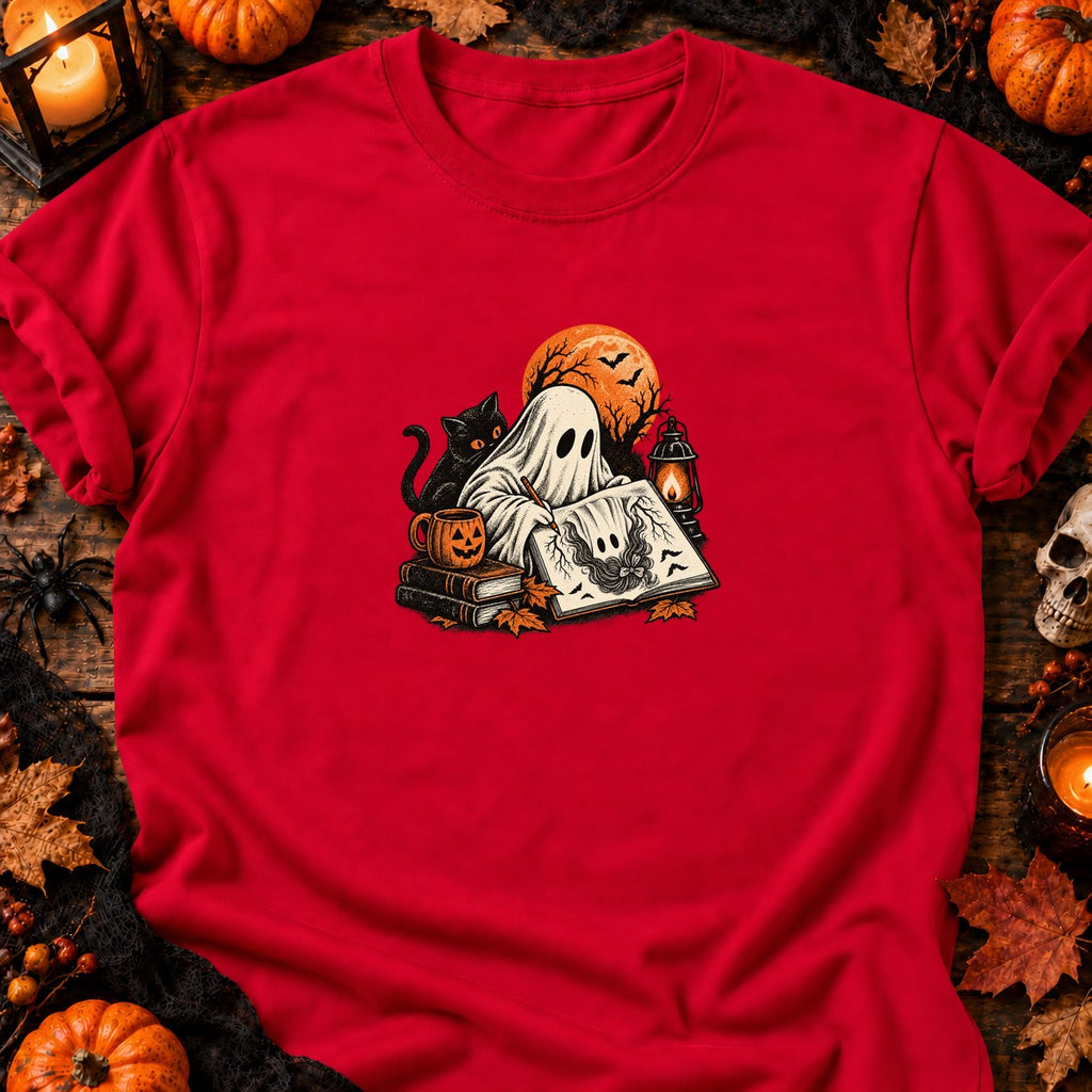 Fantôme dessinateur de maison hantée — T-shirt rouge