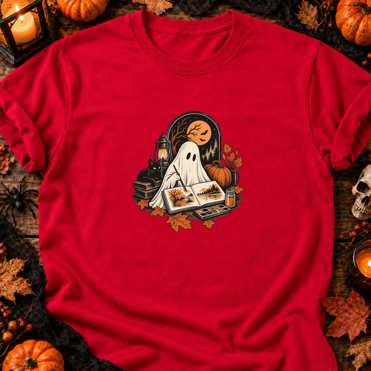 Fantôme aquarelliste d'automne — T-shirt rouge