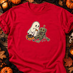 Fantôme réparant un robot — T-shirt rouge