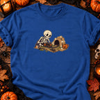 Squelette et train miniature — T-shirt bleu roi