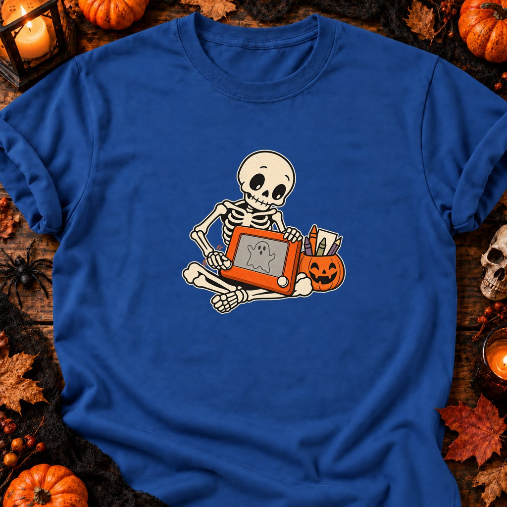 Squelette et tableau magique Halloween — T-shirt bleu roi