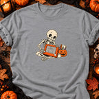 Squelette et tableau magique Halloween — T-shirt gris chiné